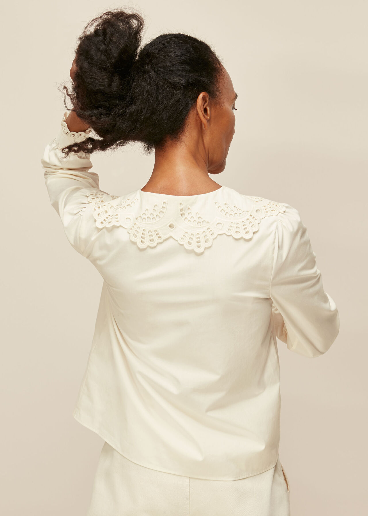 Lace Collared Cotton Blouse