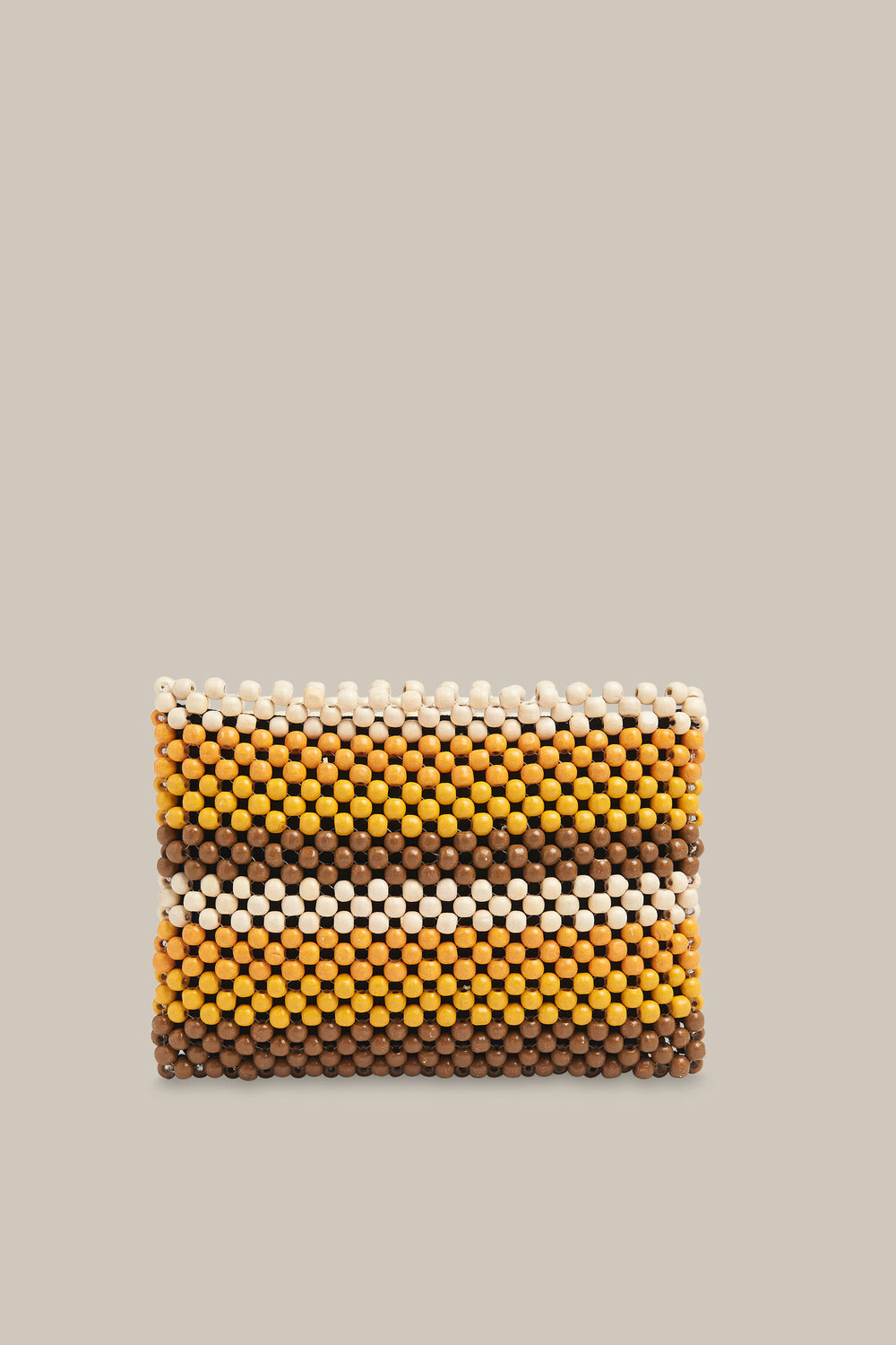 Safah Striped Beaded Clutch Yellow