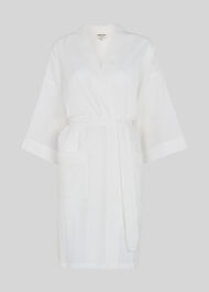 Stripe Dobby Dressing Gown White