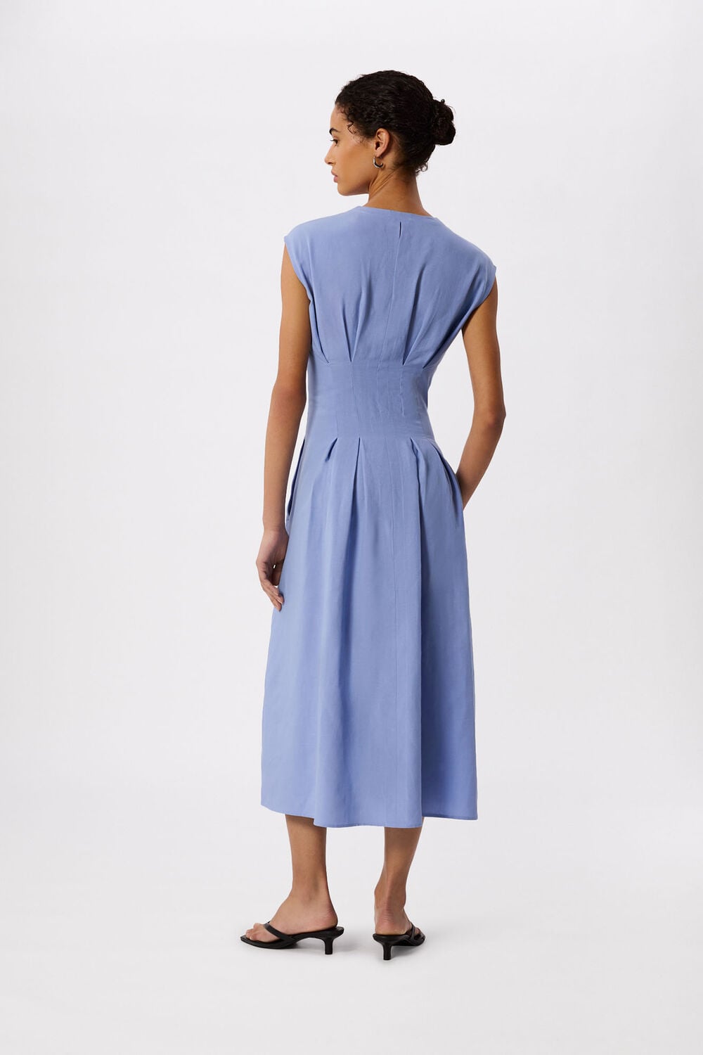 Blue Panel Linen Blend Dress