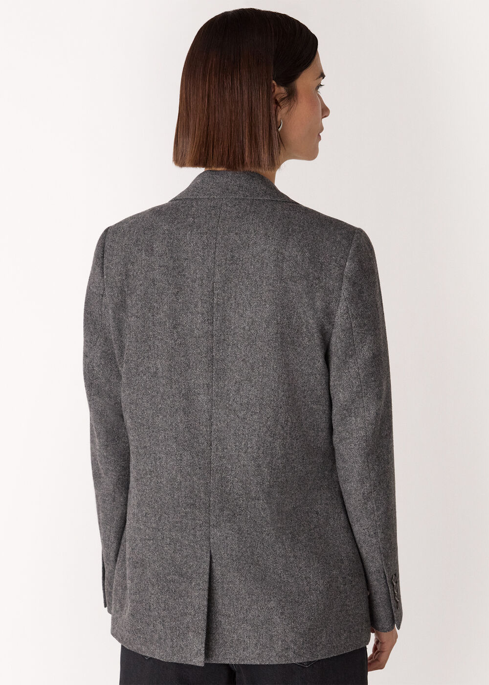 Petite Herringbone Wool Blend Blazer