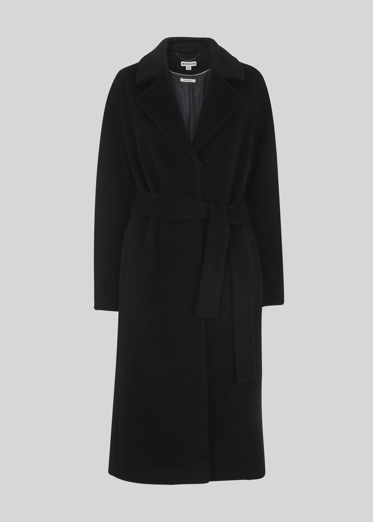 Black Darcey Drawn Belted Wrap Coat | WHISTLES