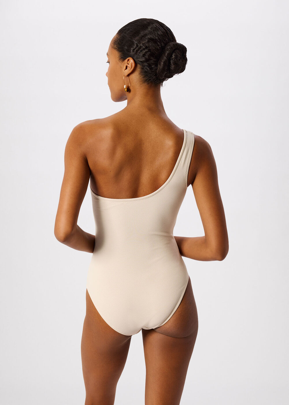 Textured One Shoulder Swimsuit