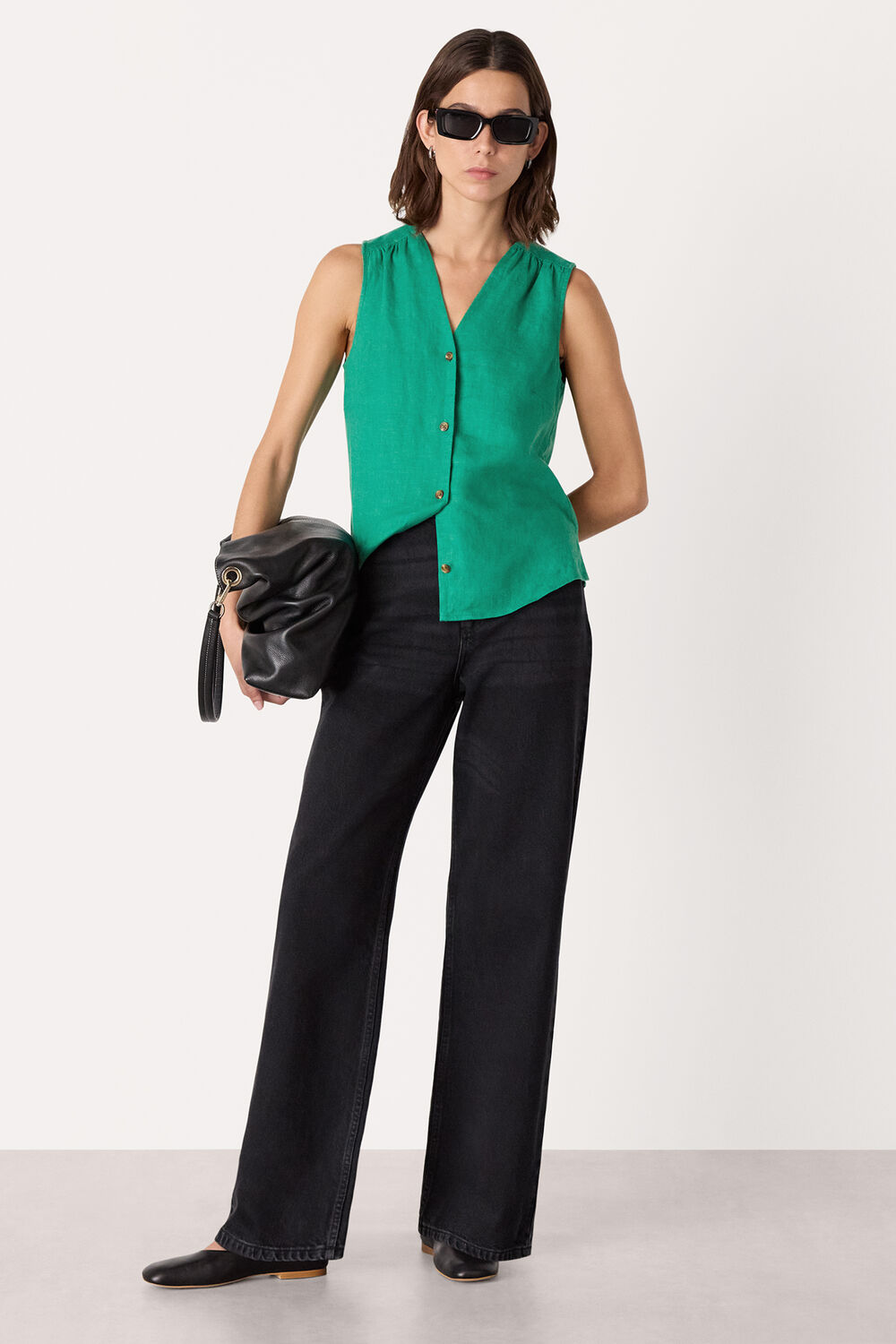 Green Laura Linen Tank
