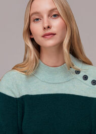 Stripe Button Neck Jumper
