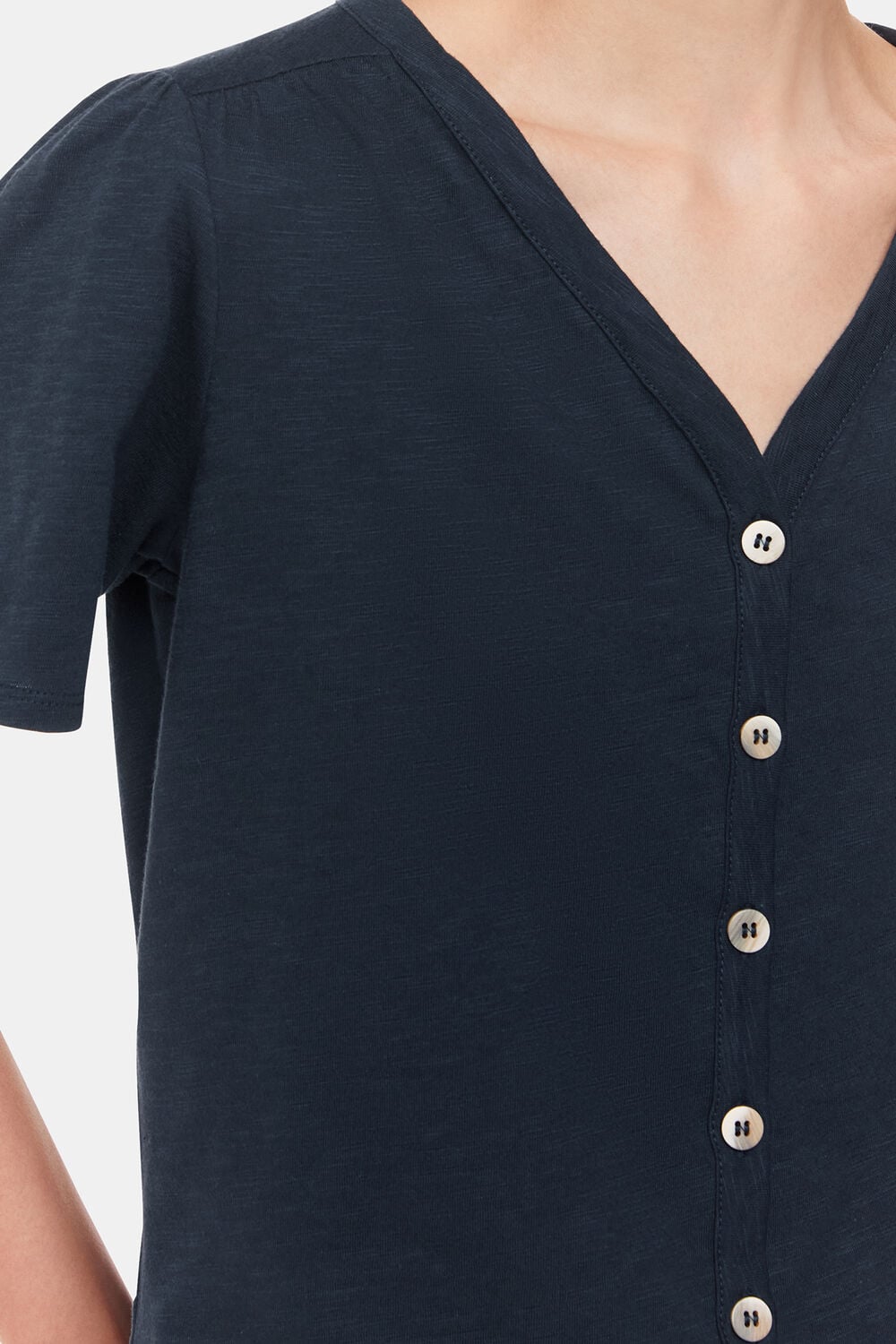Maeve V Neck Button Front Tee
