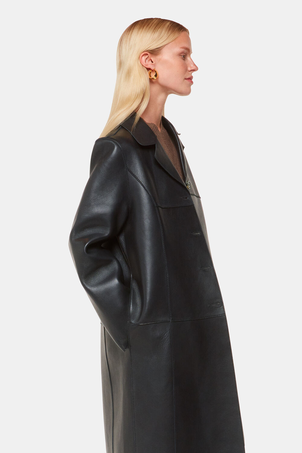 Black Gemma Bonded Leather Coat