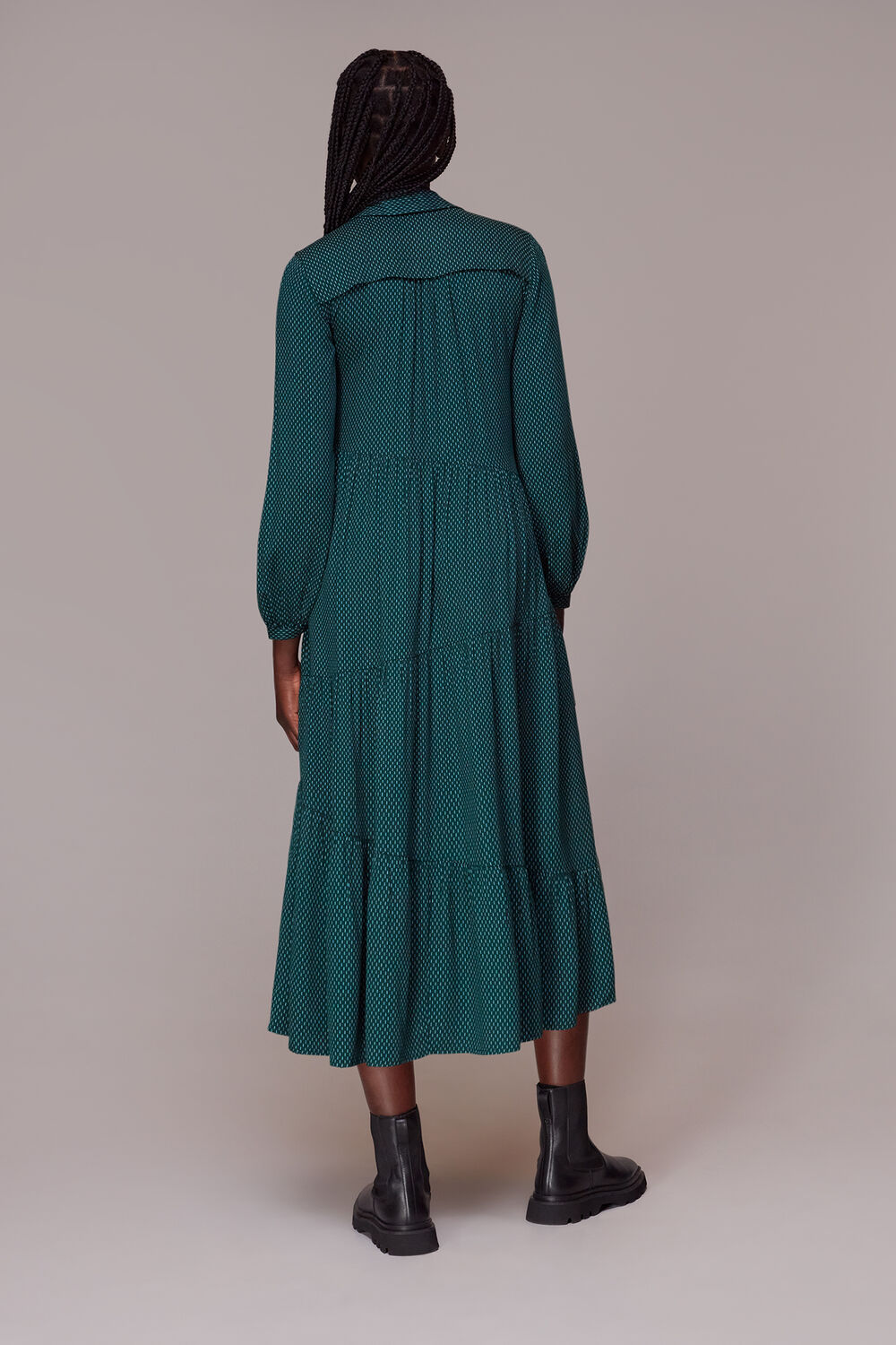 Green Vertical Dash Trapeze Dress