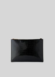Shiny Croc Rivington Clutch Black