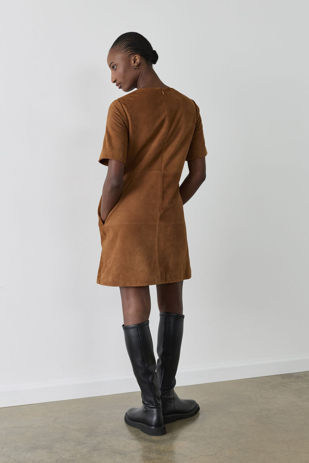 Suede Boxy Mini Dress