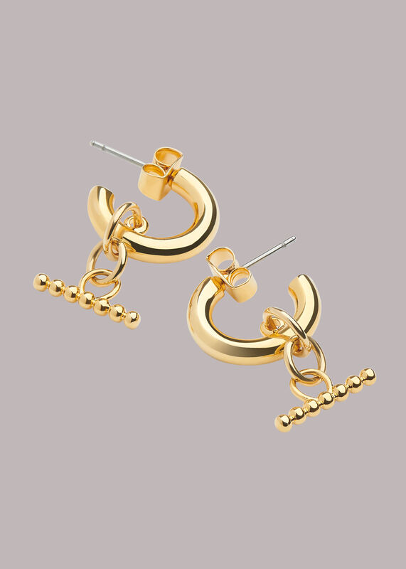 Gold Seed Bead Bar Earring