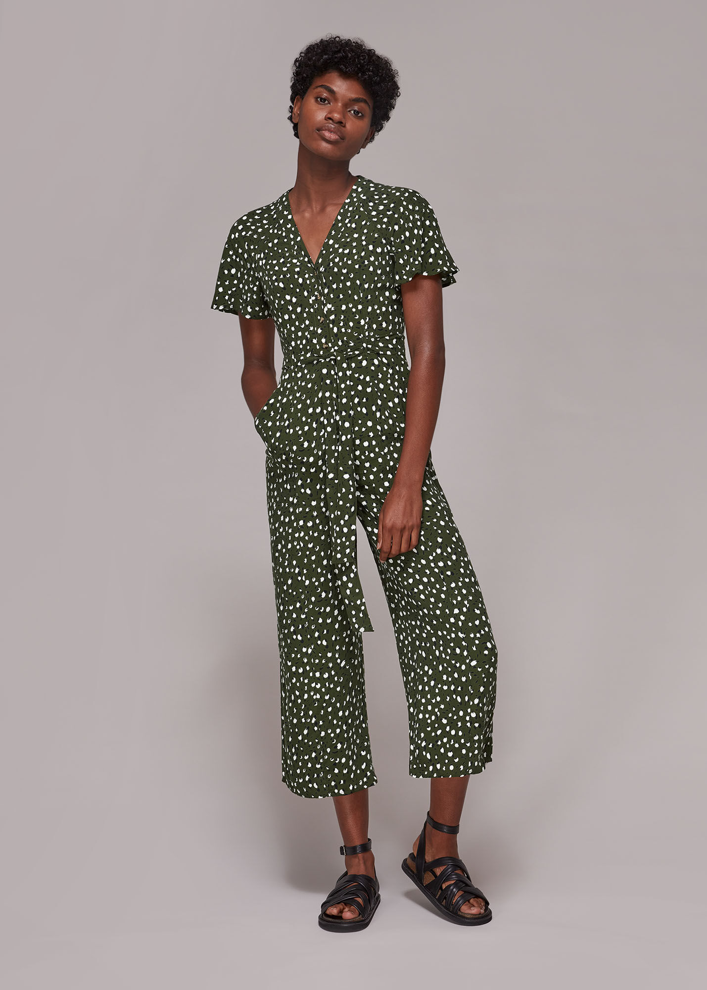 Green/Multi Jemma Wild Leopard Jumpsuit WHISTLES