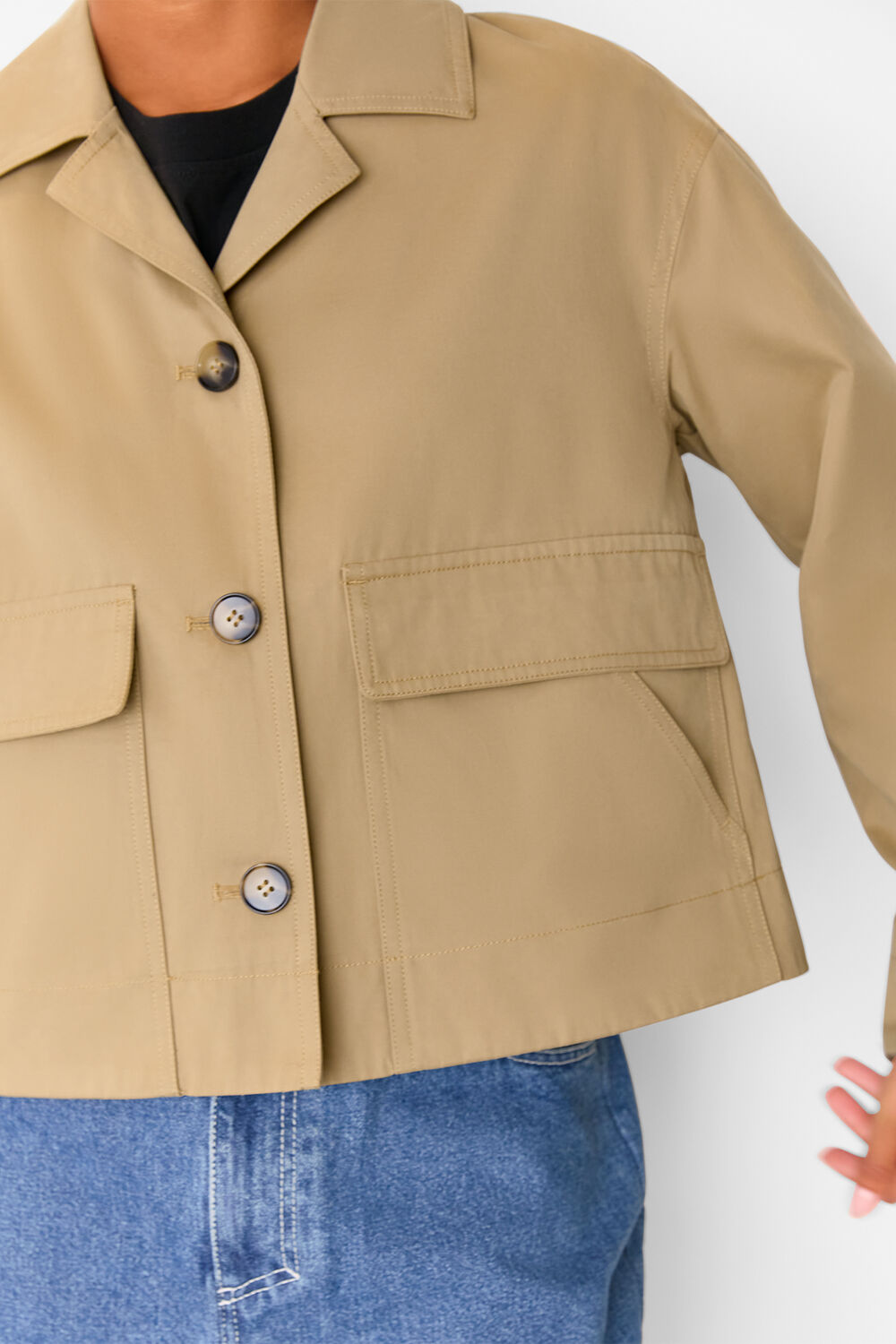 Petite Short Cotton Trench Jacket