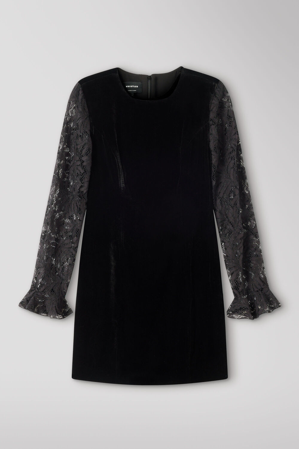 Black Lace Sleeve Velvet Mini Dress