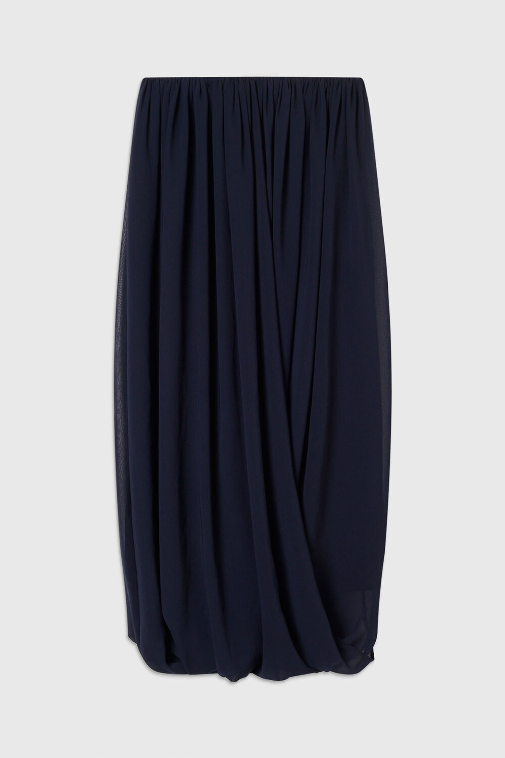 Navy Draped Bubble Hem Skirt