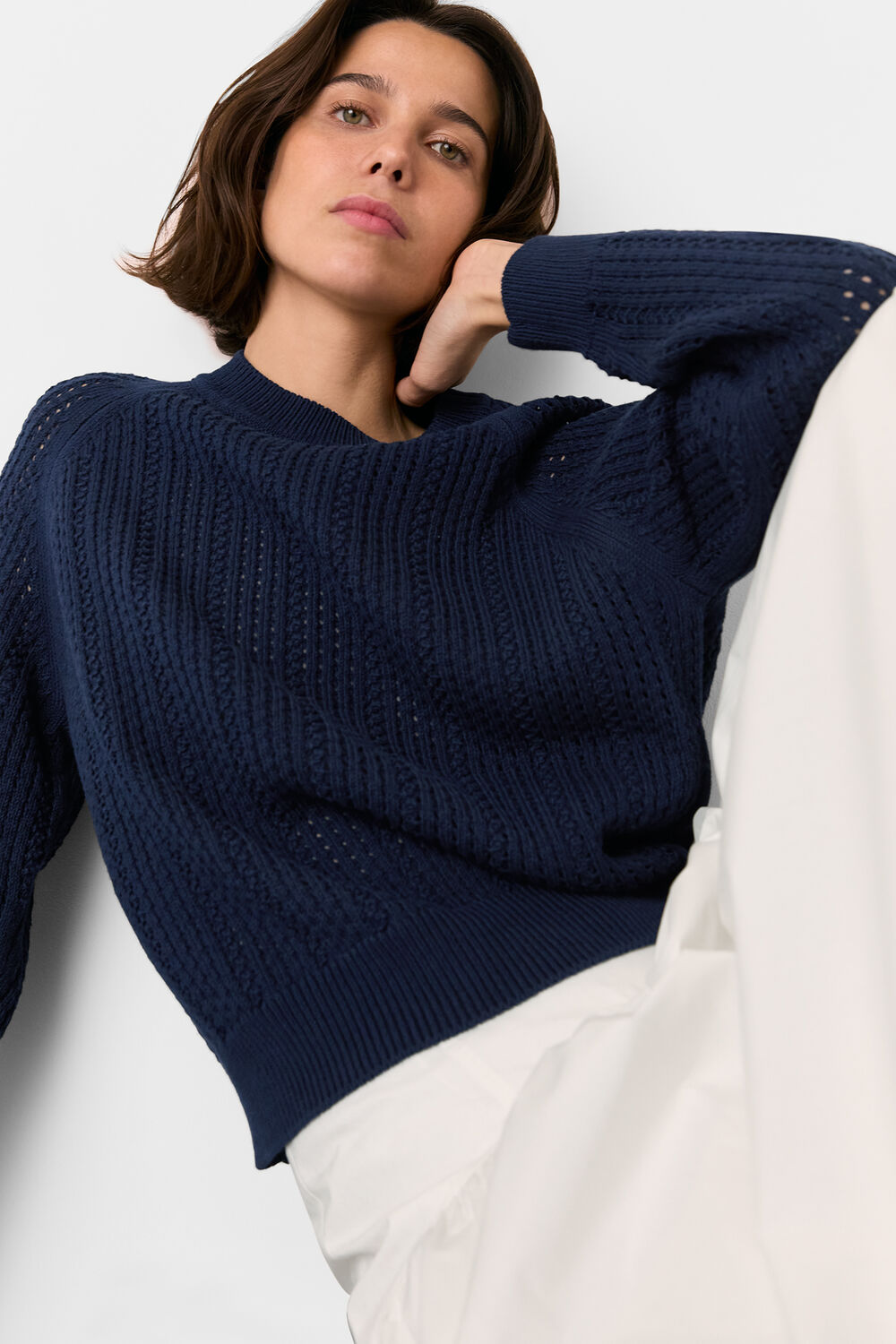 Pointelle Crew Neck Knit