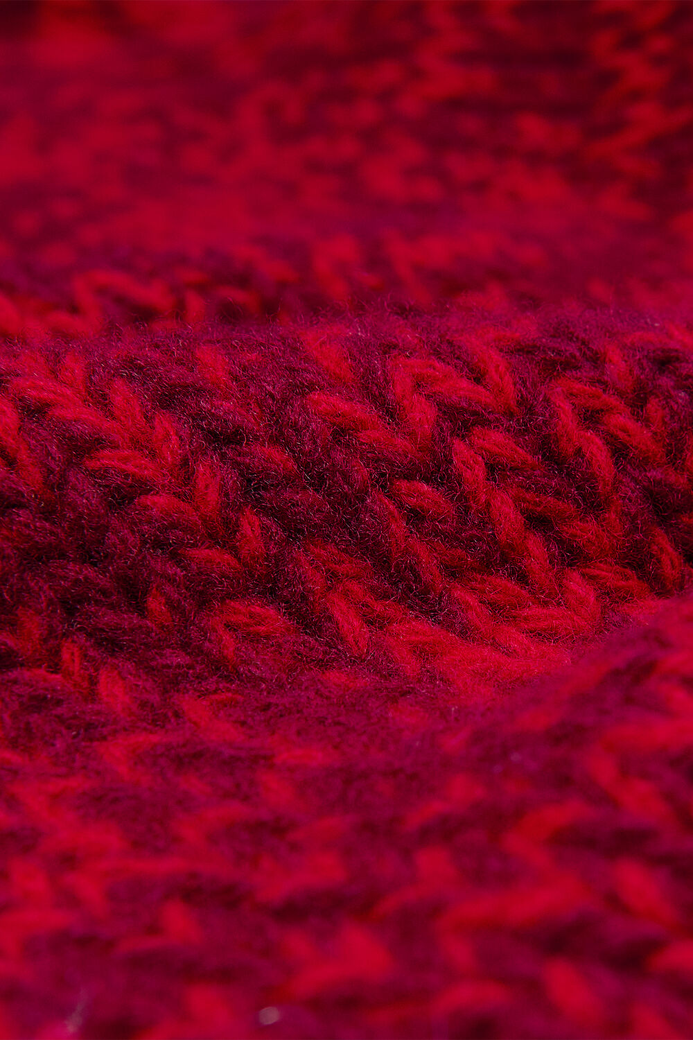 Red Chunky Wool Fleck Knit