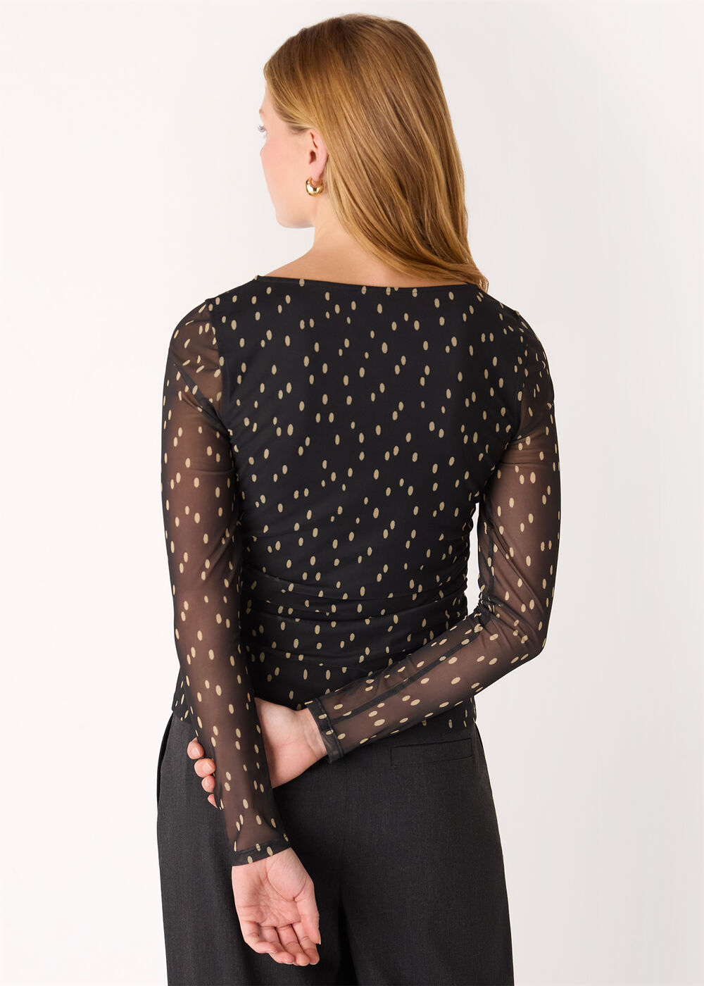Spot Print Mesh Jersey Top