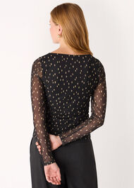 Spot Print Mesh Jersey Top