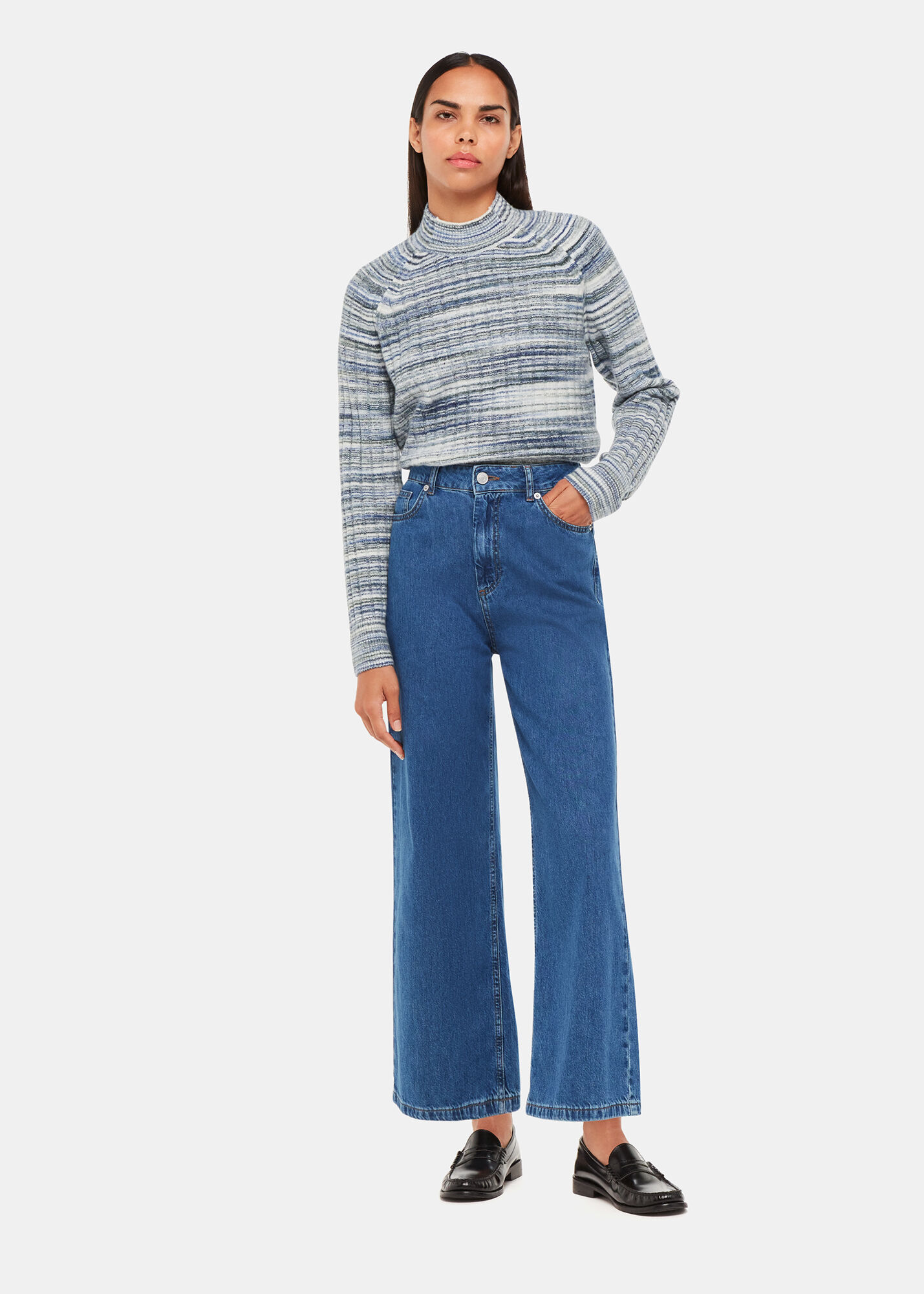 High waisted cropped 2025 wide leg jeans