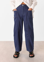 Petite Pinstripe Barrel Leg Jean