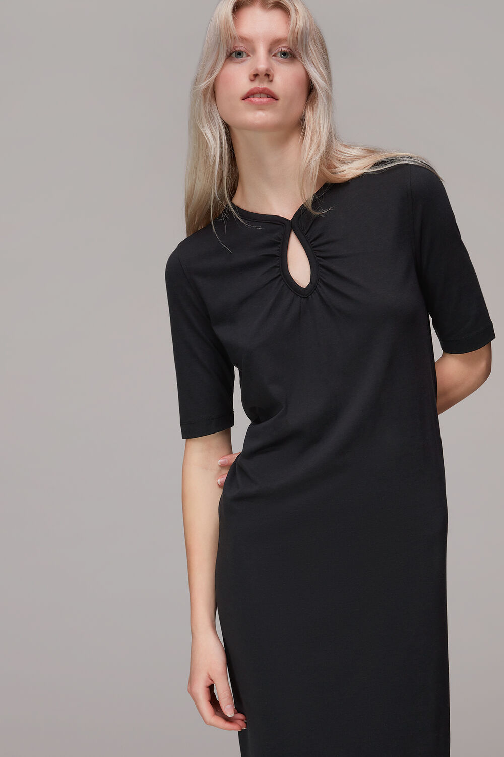 Keyhole Jersey Midi Dress