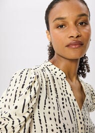 Dashed Spot Gathered Blouse