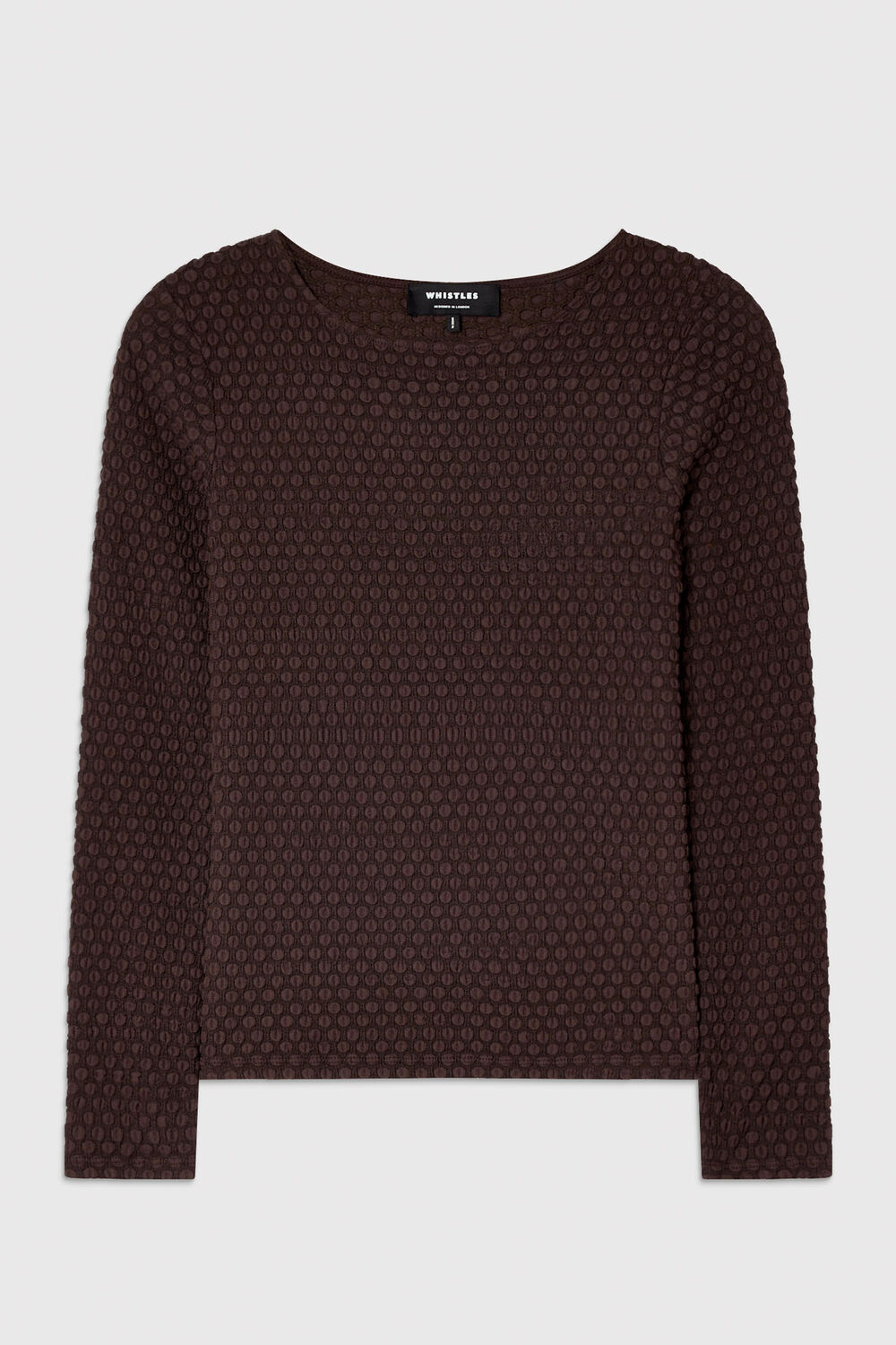 Brown Textured Circle Jersey Top
