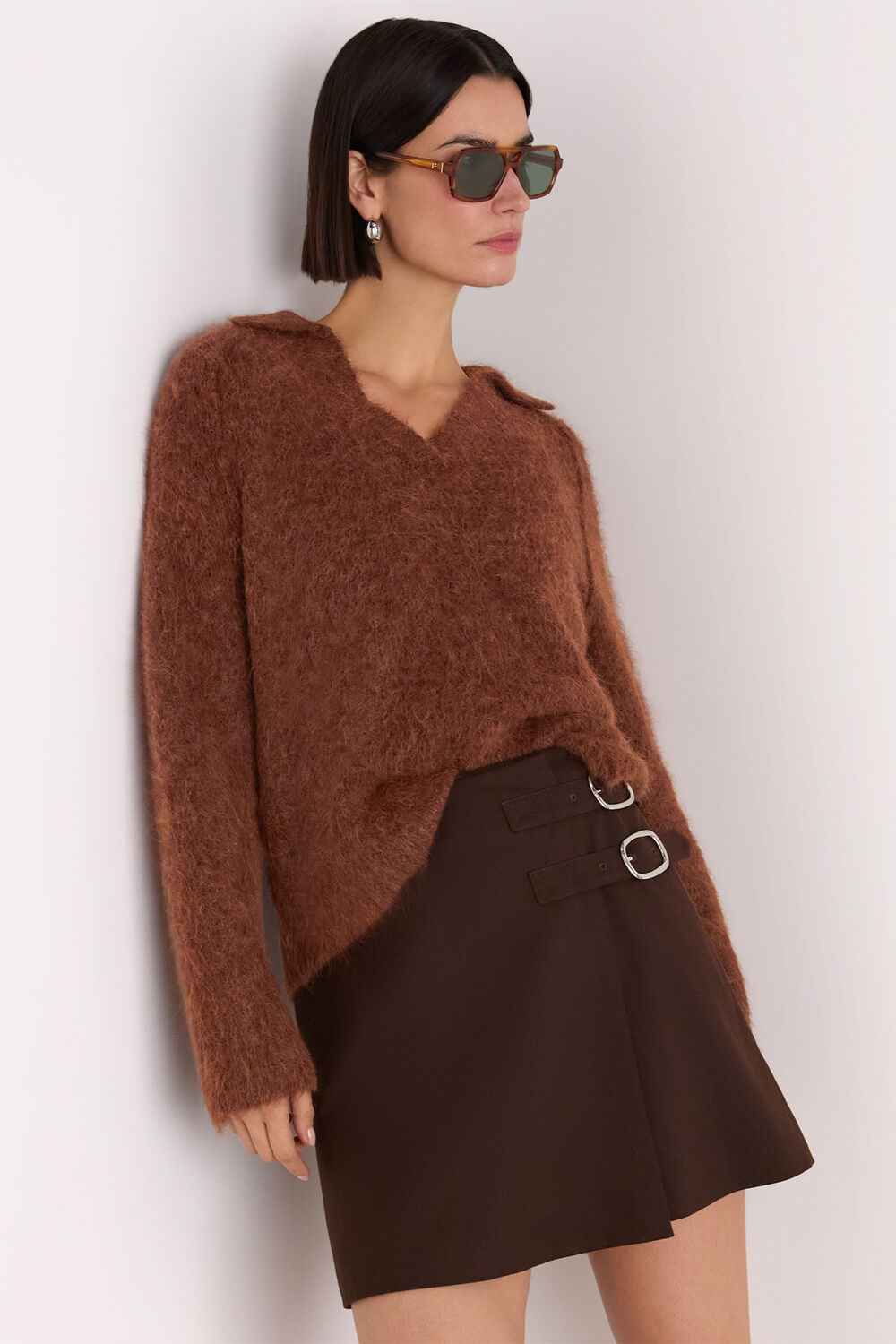 Rust Alpaca Collar Neck Knit