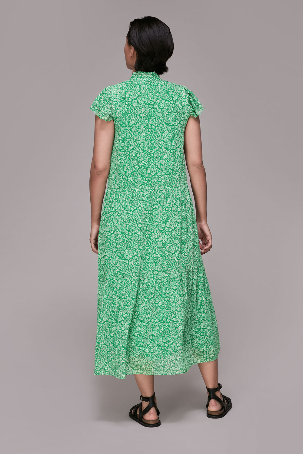 Indo Floral Print Tiered Dress