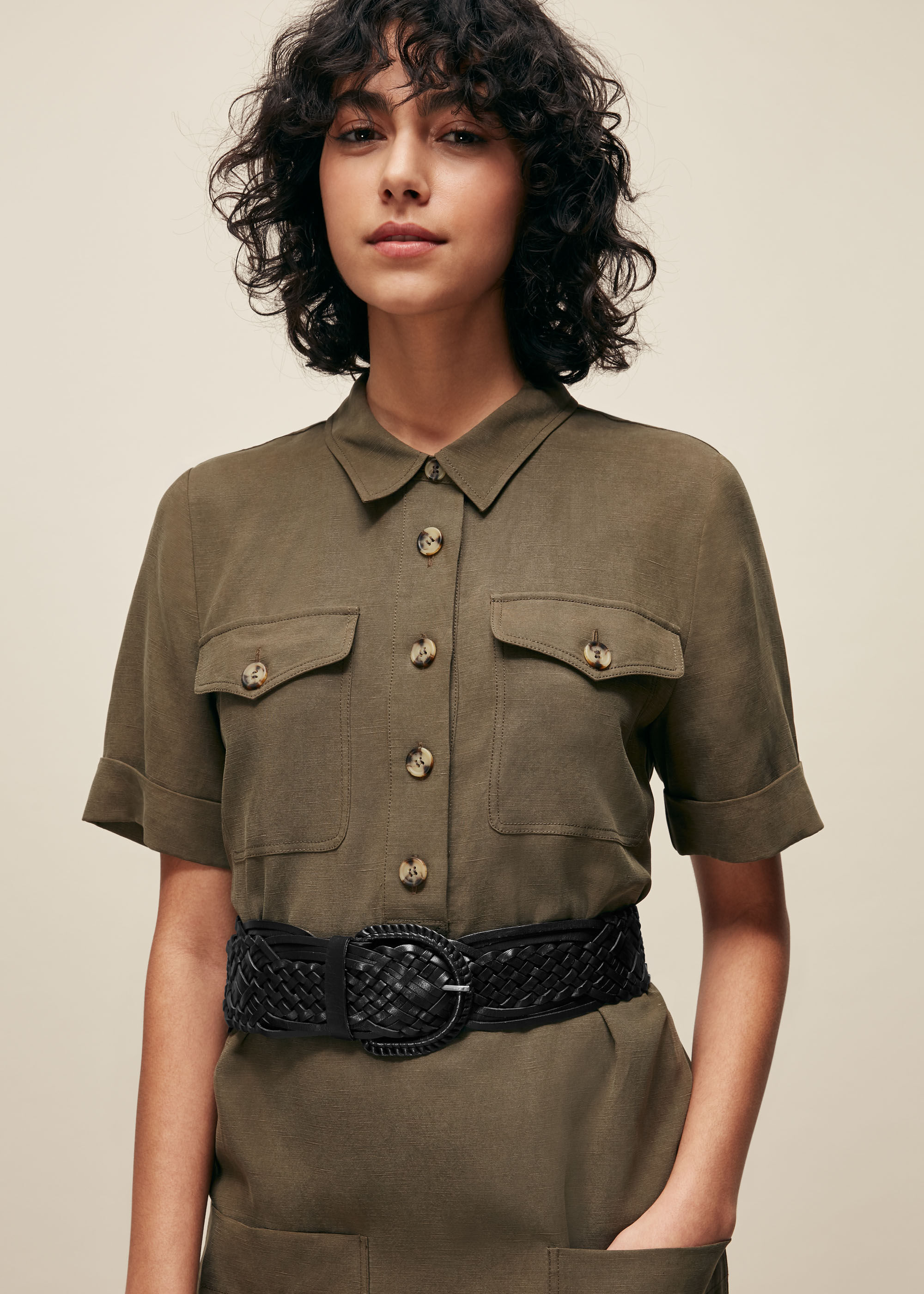 Black Wide Woven Belt WHISTLES