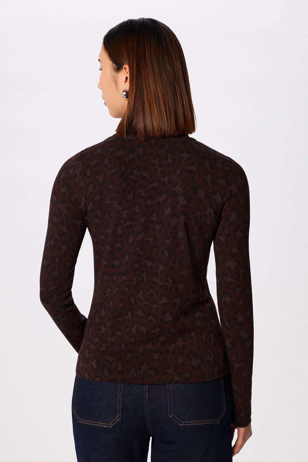 Leopard Print Animal Roll Neck Top