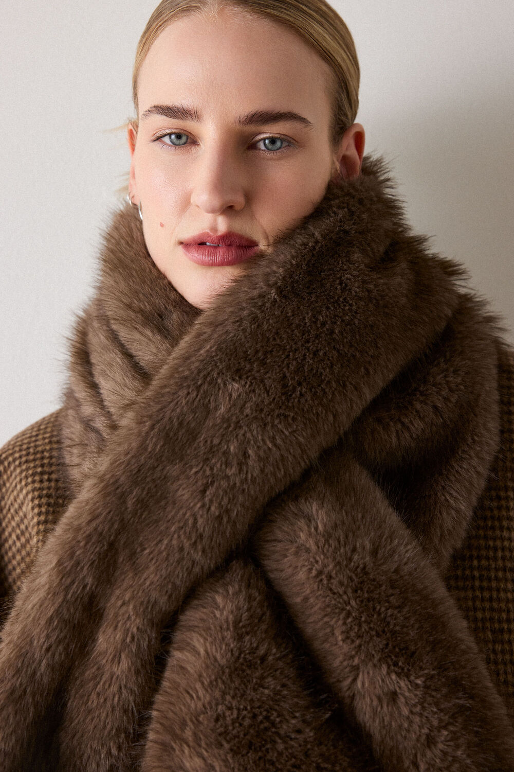 Taupe Faux Fur Scarf