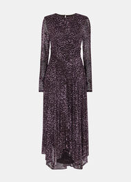 Petite Feather Leopard Mesh Dress