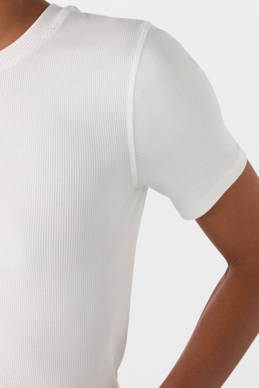 White Ultimate Rib Crew Neck T-Shirt