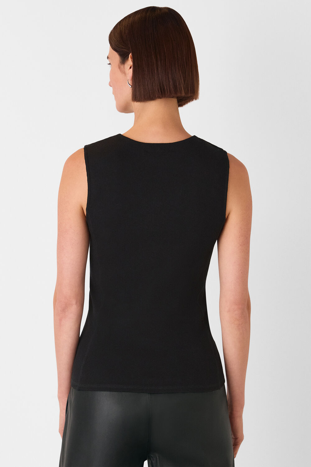 High Neck Rib Detail Tee