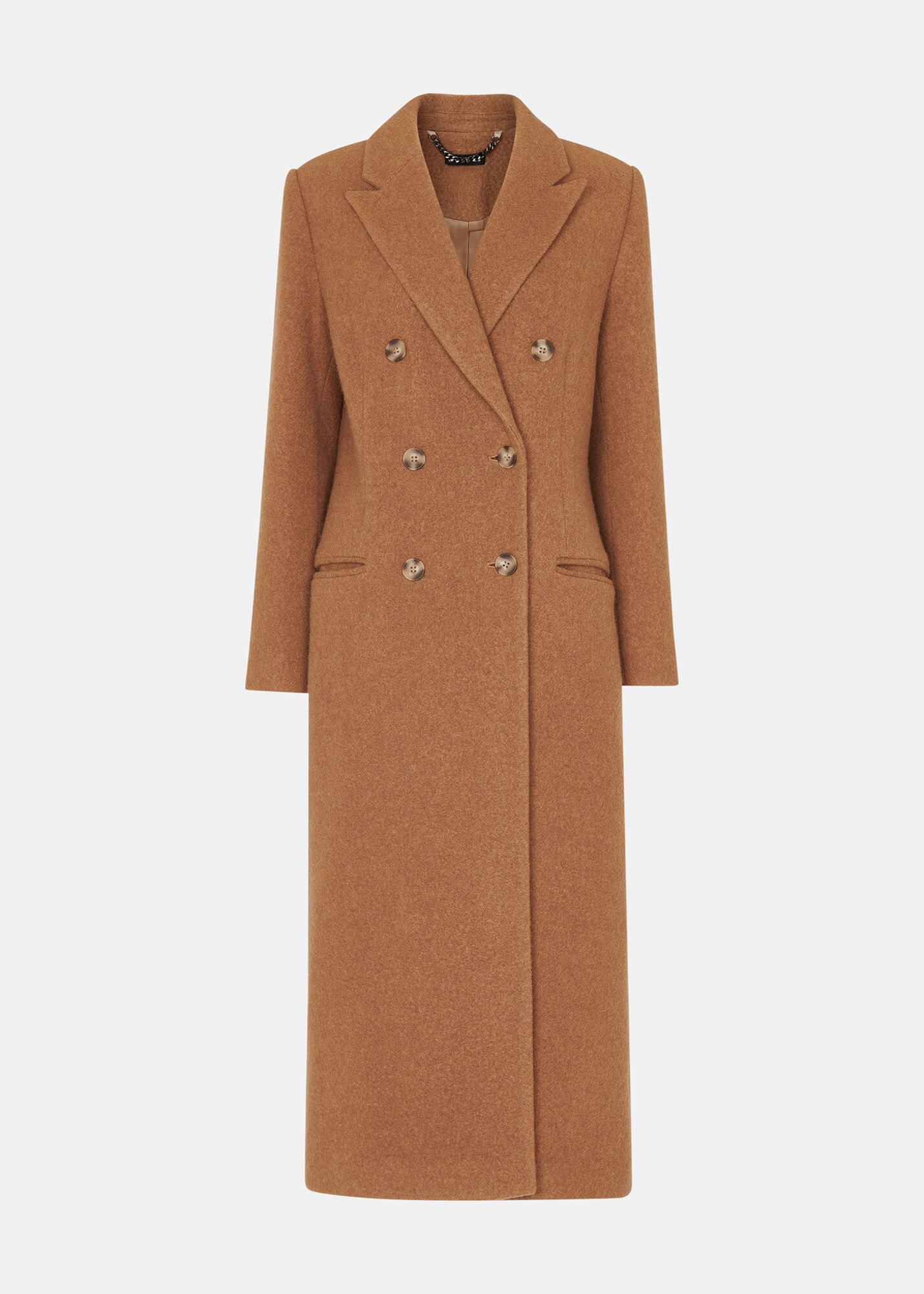 Camel Textured Wool Blend Coat | WHISTLES | Whistles US |