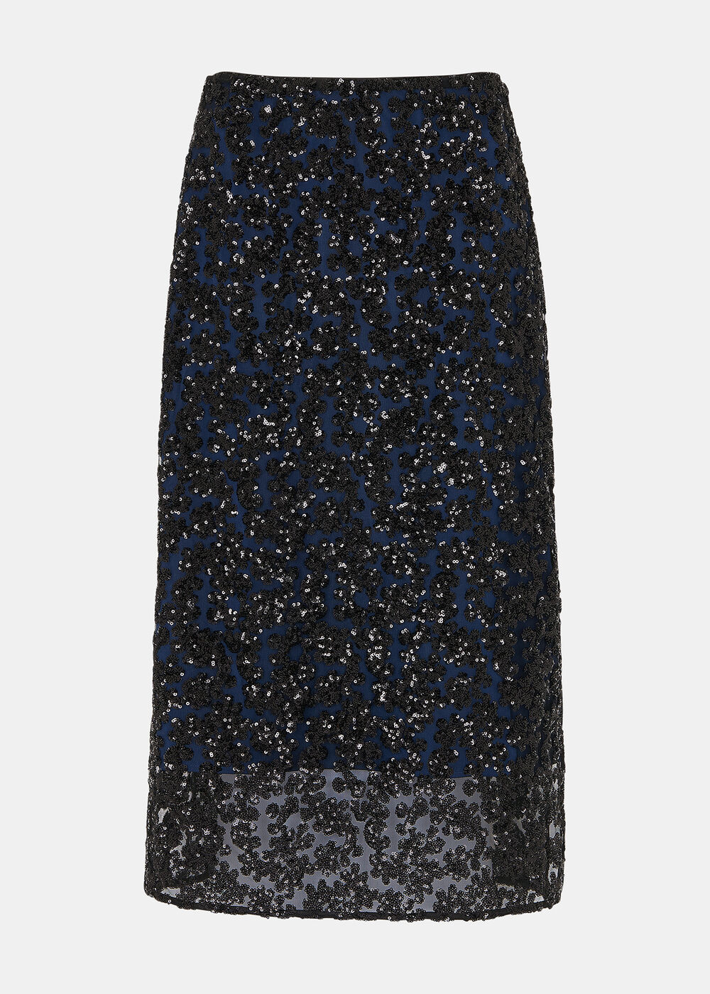 Floral Sequin Midi Skirt