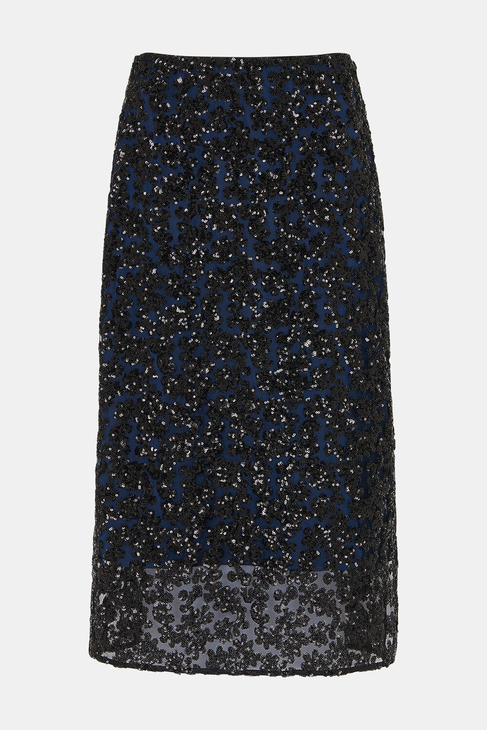 Floral Sequin Midi Skirt
