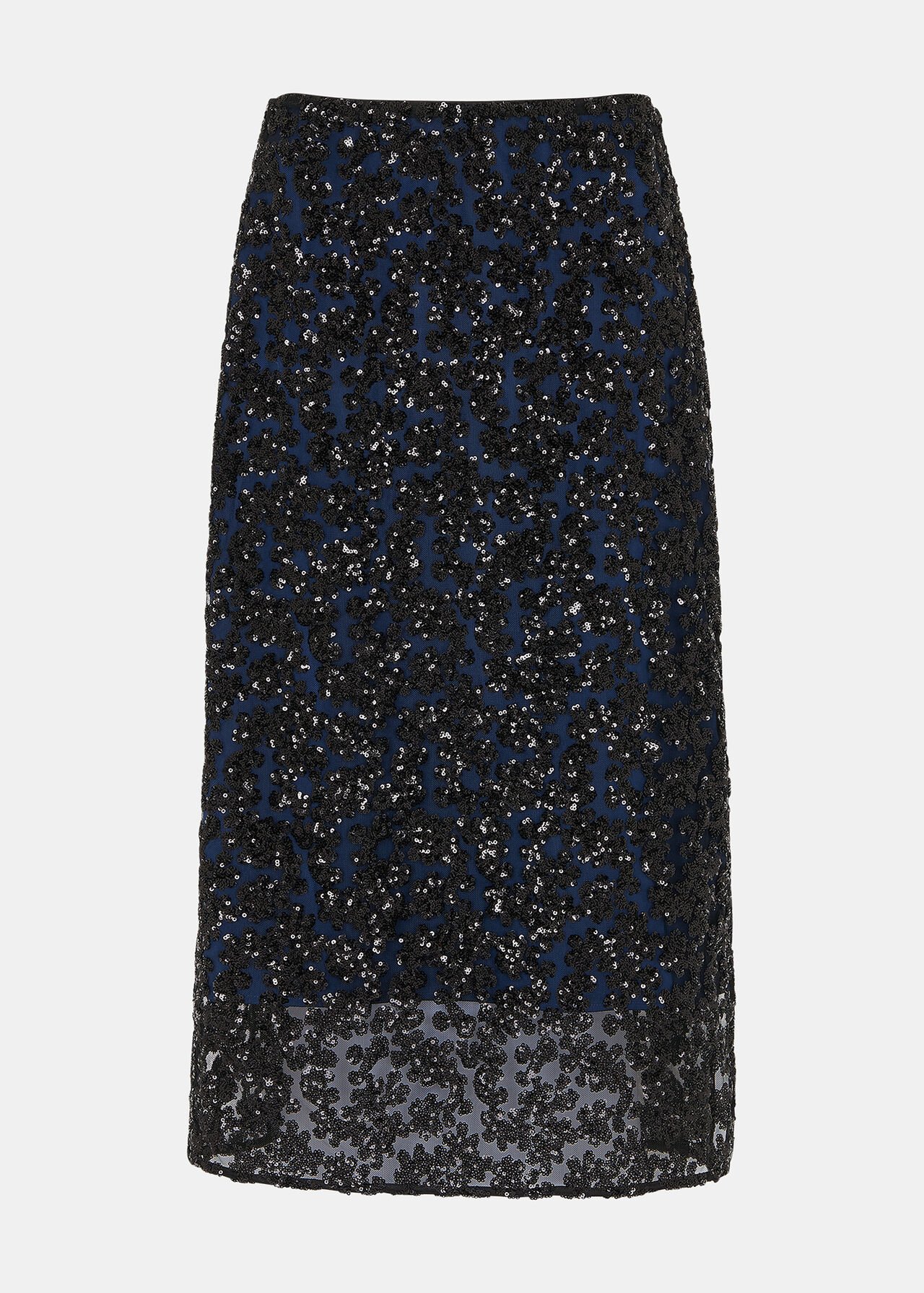 Floral Sequin Midi Skirt