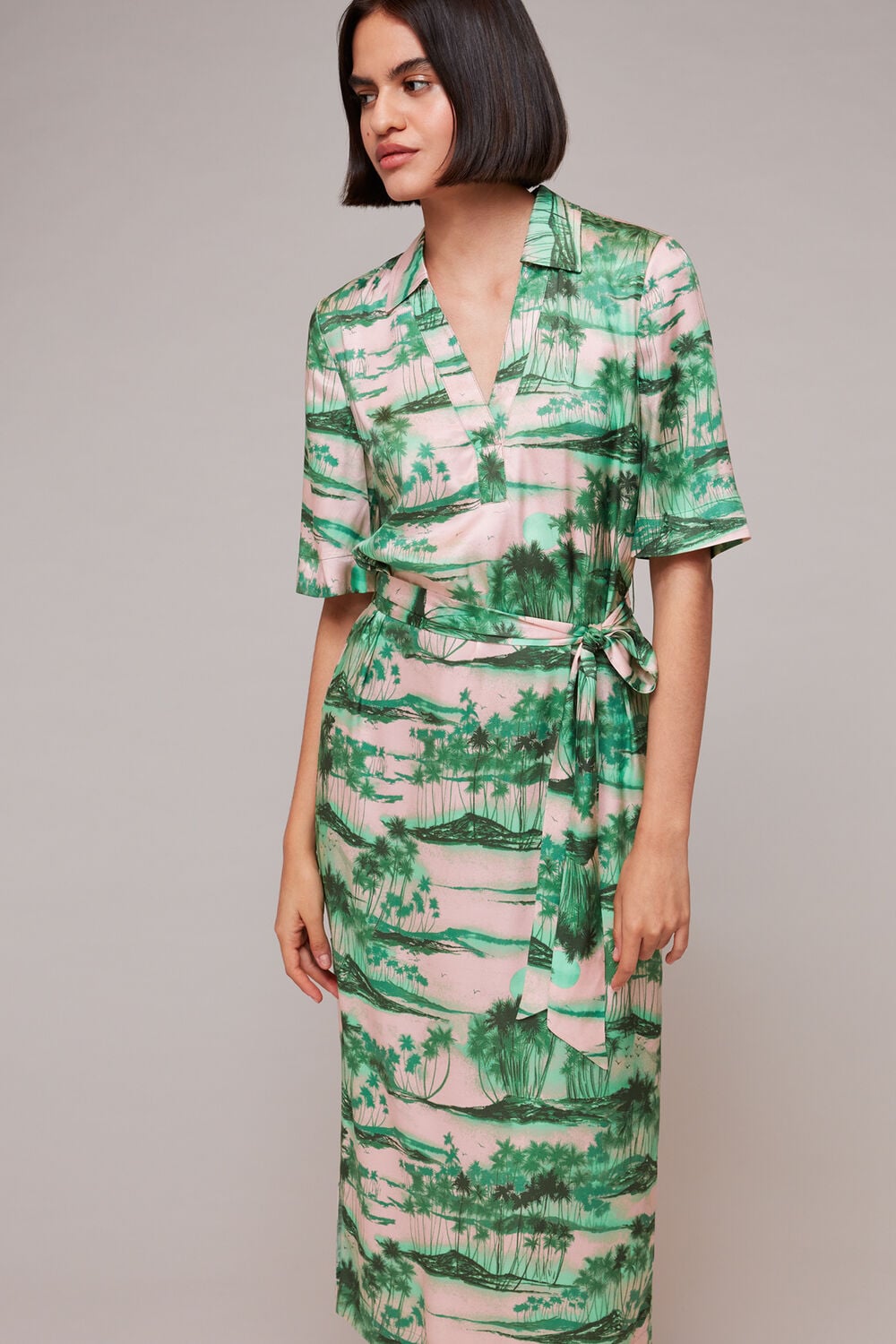 Waving Palms Shirt Dress