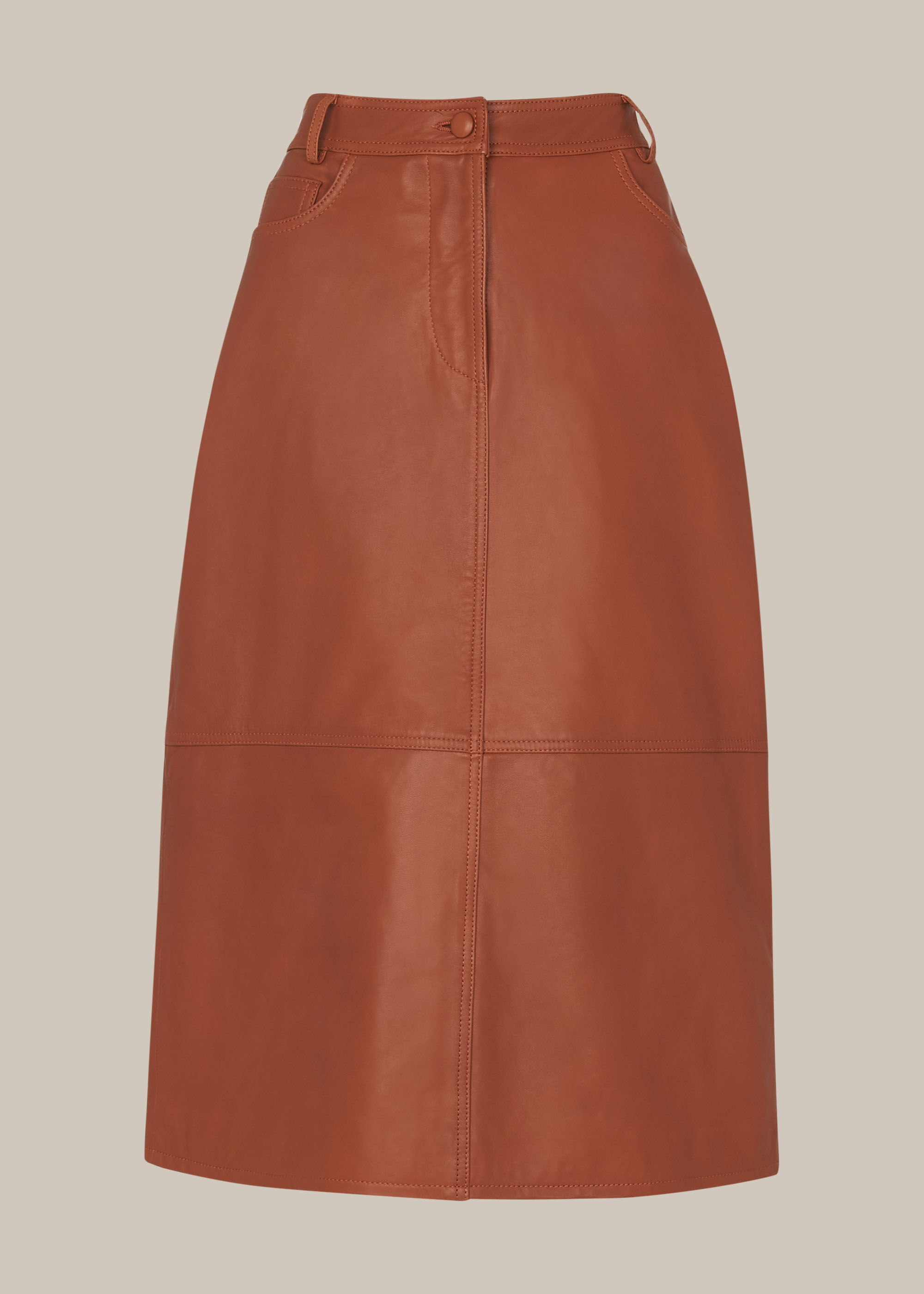 Tan Panelled Leather Skirt | WHISTLES 