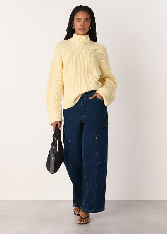 Dark Denim Barrel Mid Rise Trouser