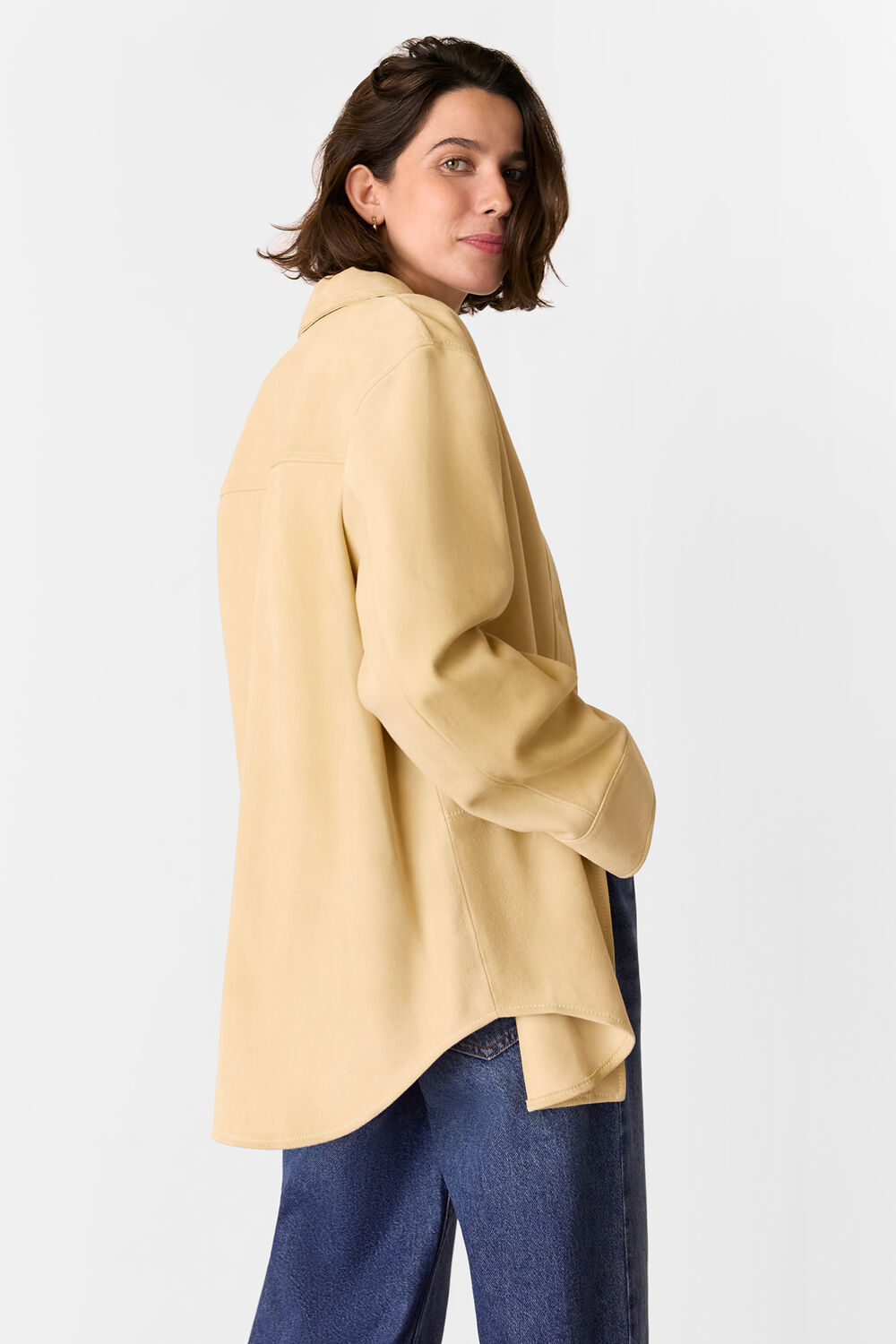Neutral Sam Suede Leather Overshirt