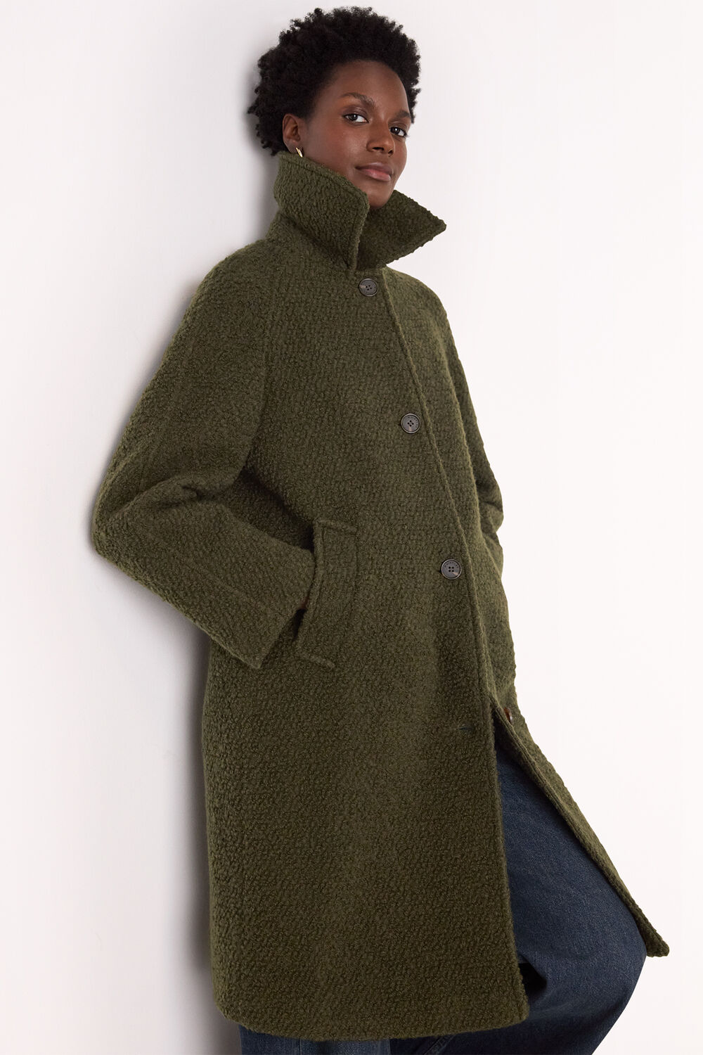 Khaki Romy Boucle Coat