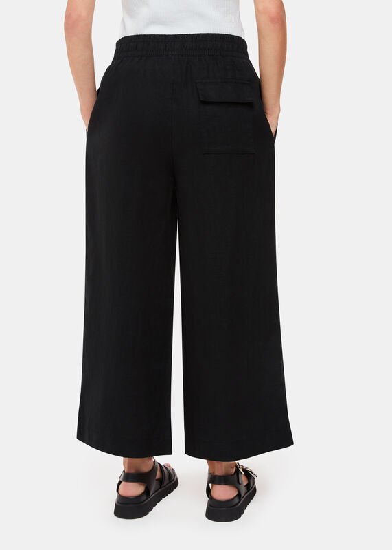 Black Petite Linen Pocket Trouser