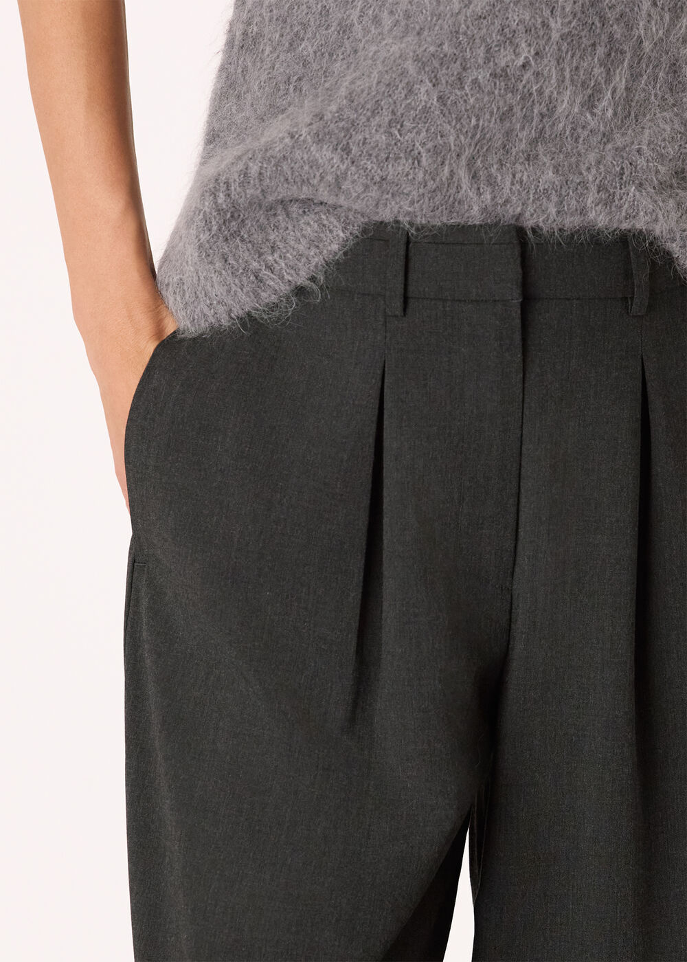 Wool Blend Barrel Trouser