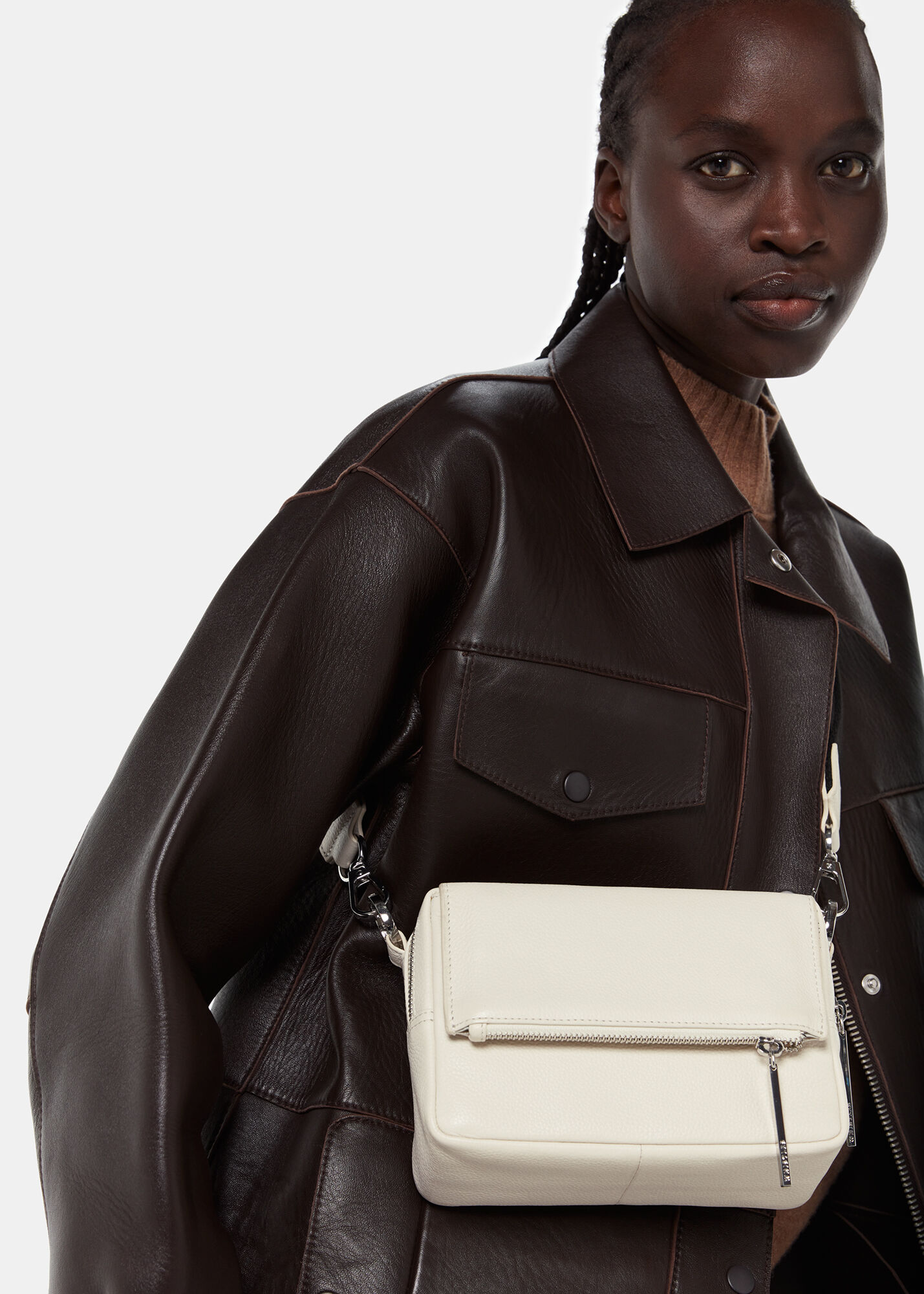 Bibi White Leather Crossbody Bag With Strap | Whistles