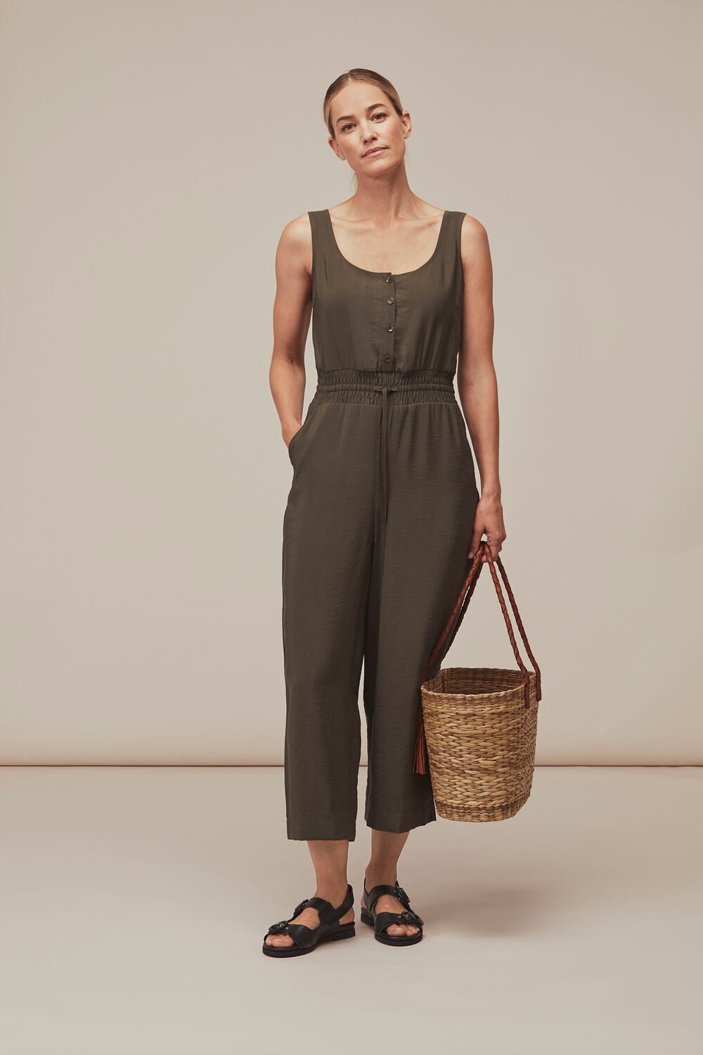Khaki Quinn Casual Jumpsuit