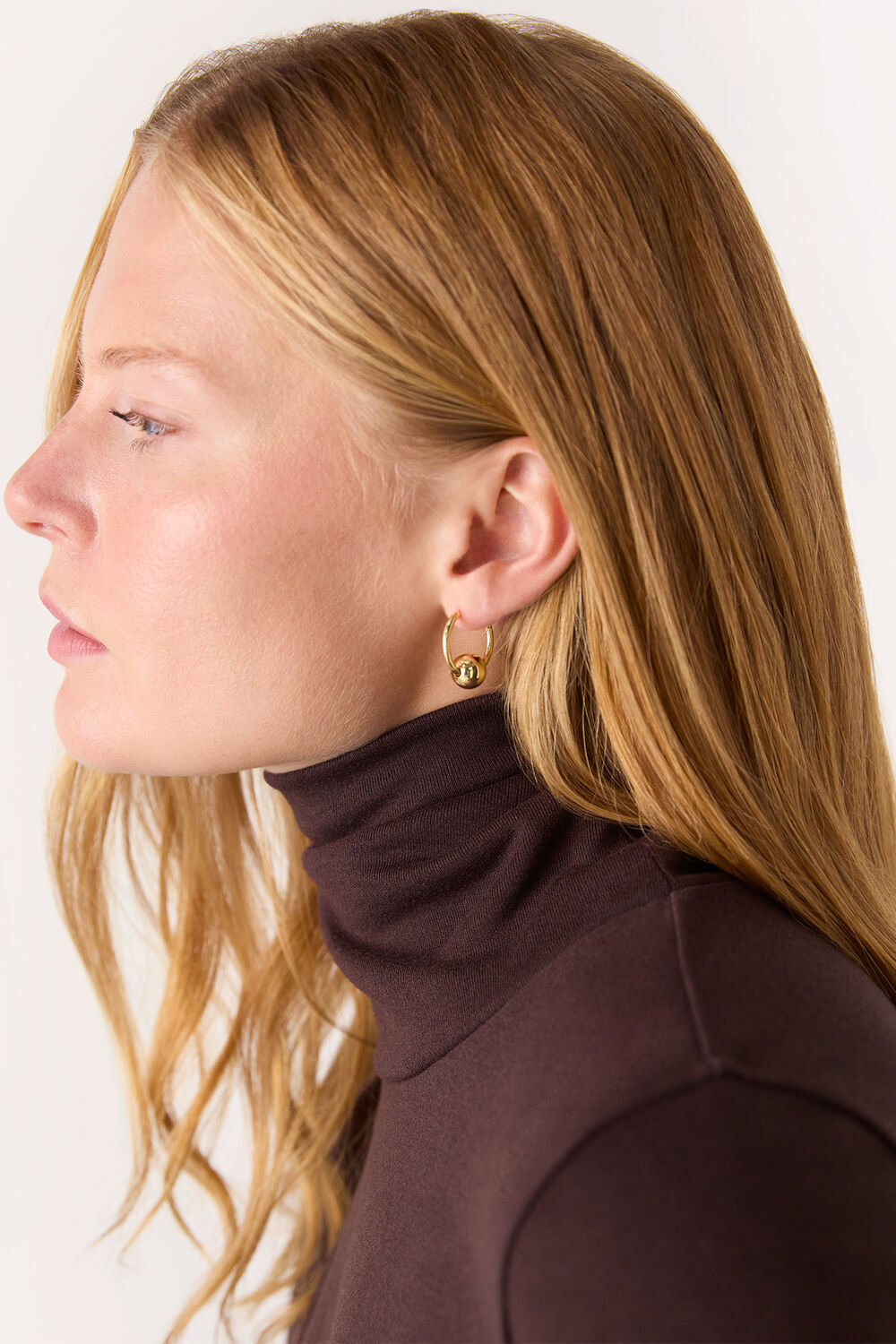 Gold Sphere Hoop Earring